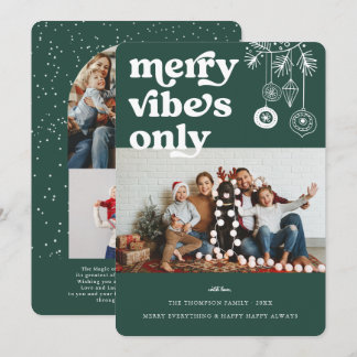 Merry Vibes Only | Retro Christmas Photo Holiday Card