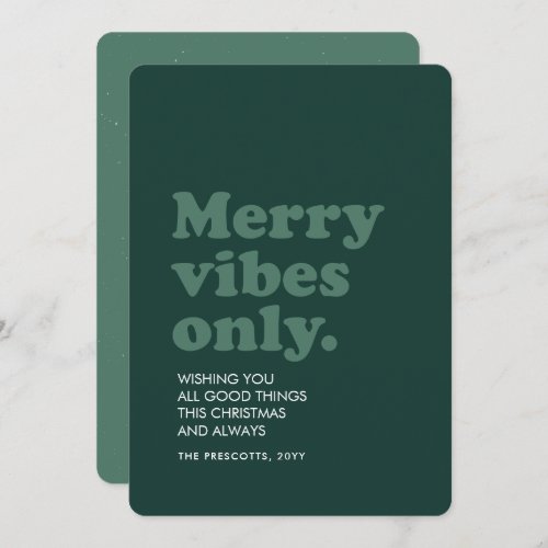 Merry vibes only retro green Christmas Holiday Card