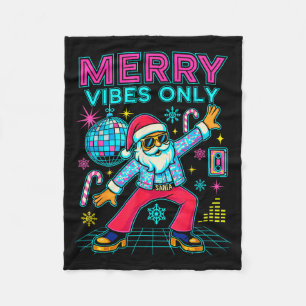 Merry Vibes Only Santa Christmas Disco Retro 70s 8 Fleece Blanket