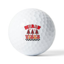 Merry Vibes Retro Groovy Christmas Holidays Golf Balls