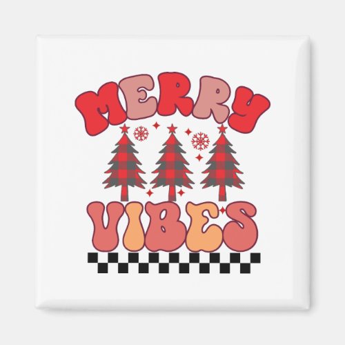 Merry Vibes Retro Groovy Christmas Holidays Magnet