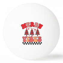 Merry Vibes Retro Groovy Christmas Holidays Ping Pong Ball