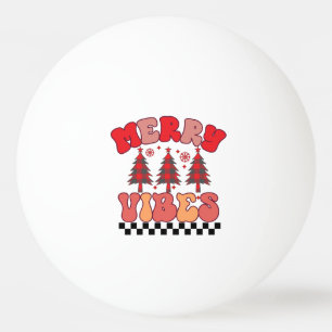 Merry Vibes Retro Groovy Christmas Holidays Ping Pong Ball
