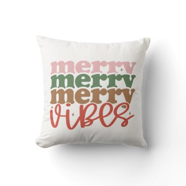 Merry Vibes Retro Groovy Christmas Holidays Throw Pillow