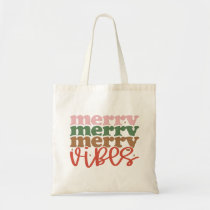 Merry Vibes Retro Groovy Christmas Holidays Tote Bag