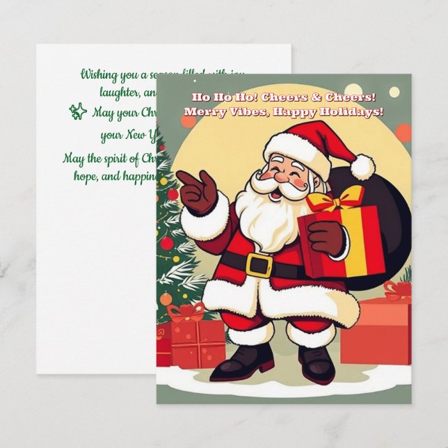 Merry Vibes Santa Holiday Card – Ho Ho Ho! (Front/Back)