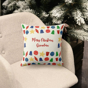 Merry Vintage Holiday Ornaments Throw Pillow