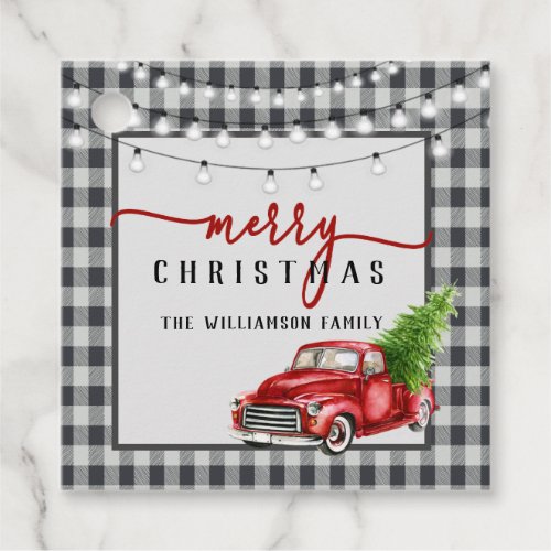 Merry Vintage Red Truck and Tree Christmas Gift  Favor Tags