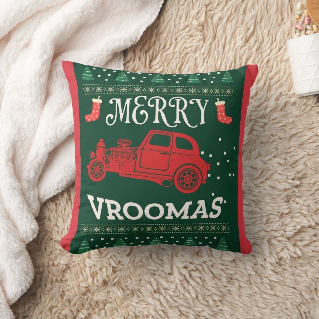 MERRY VROOMAS - CHRISTMAS UGLY SWEATER THROW PILLOW (Blanket)