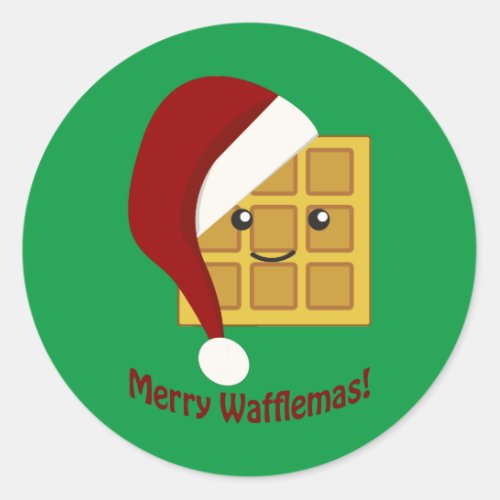 Merry Wafflemas Christmas Waffle Classic Round Sticker