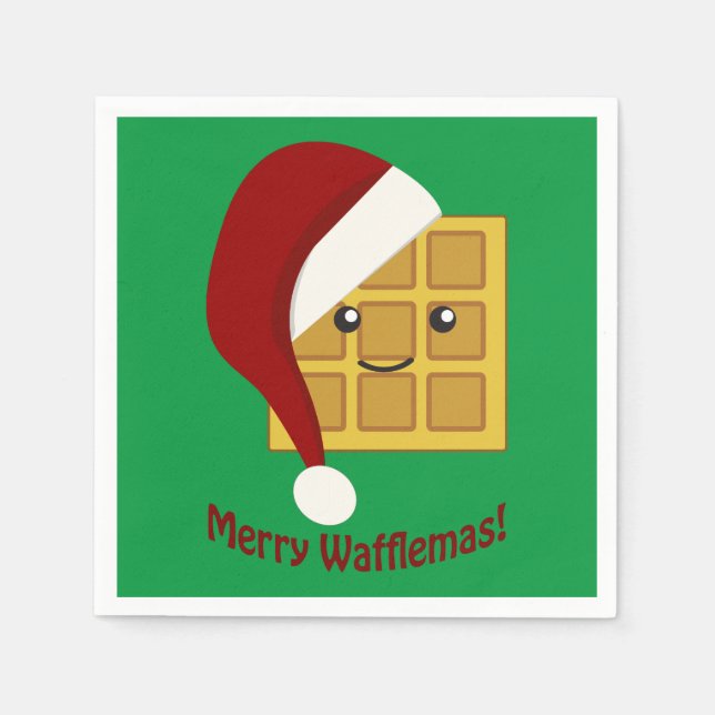 Merry Wafflemas Christmas Waffle Napkins (Front)