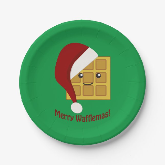Merry Wafflemas Christmas Waffle Paper Plates (Front)