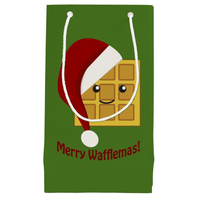 Merry Wafflemas Christmas Waffle Small Gift Bag (Front)