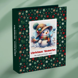 Merry watercolor Christmas snowman kids album ring 3 Ring Binder