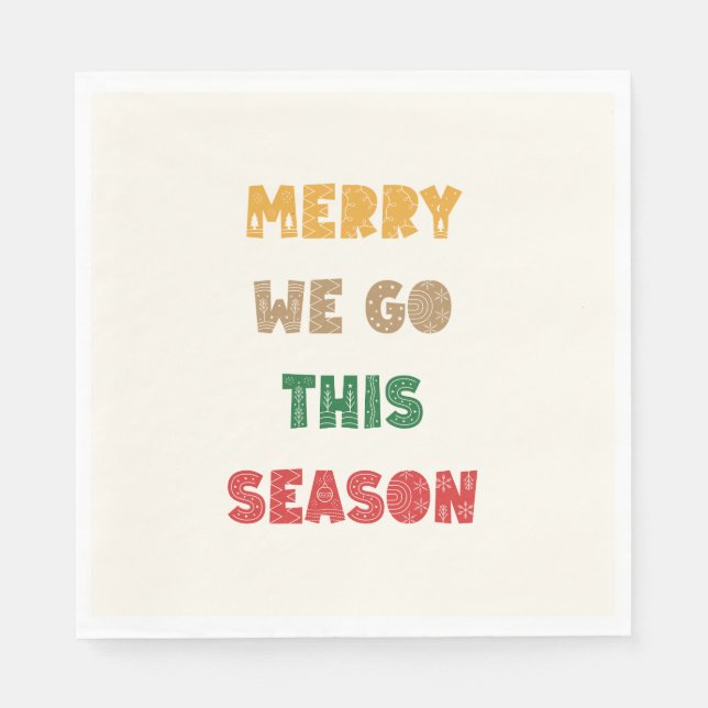 Merry We Go, Merry Christmas, Christmas, Retro Napkins (Front)