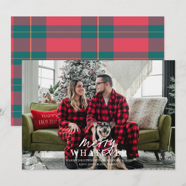 Merry Whatever Silly Pet Photo Holiday Card (Front/Back)