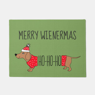 Merry Wienermas Dachshund 18" x 24" Door Mat