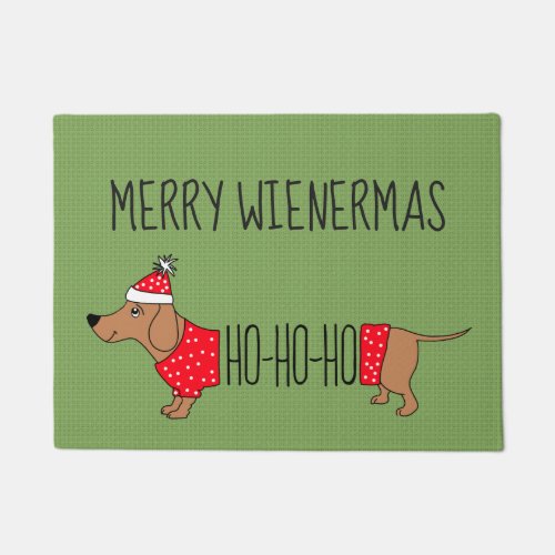 Merry Wienermas Dachshund 18 x 24 Door Mat