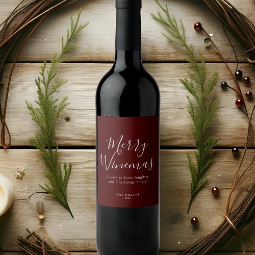 Merry Winemas Funny Simple Wine Label