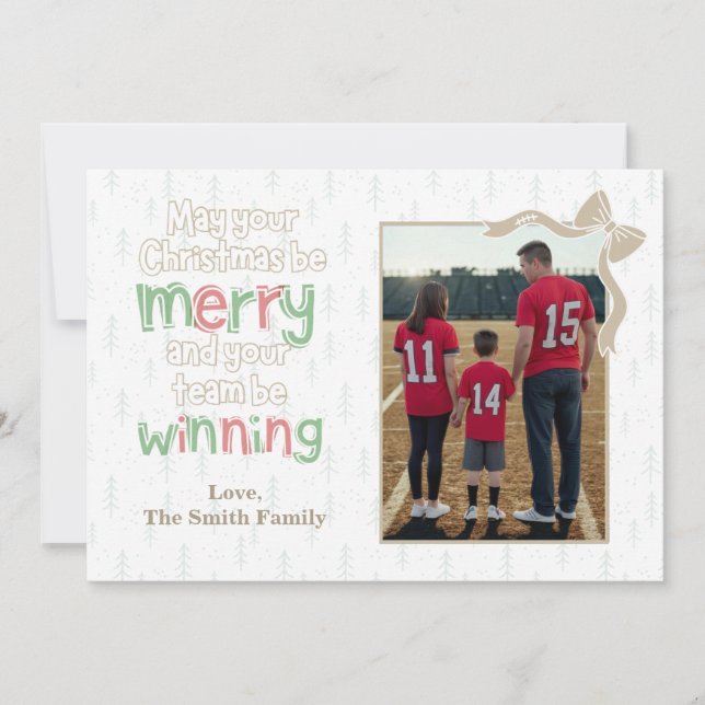Merry & Winning Football Christmas Photo Card (Front)