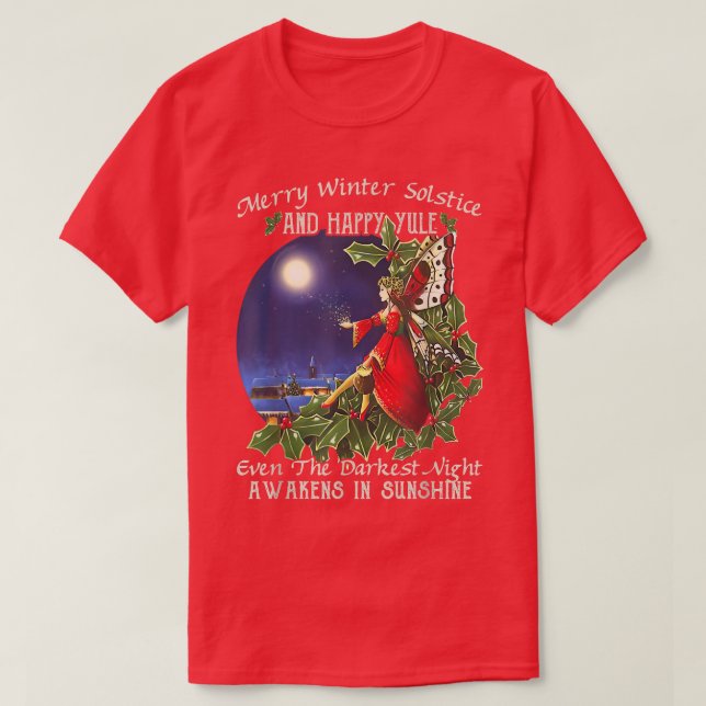 Merry Winter Solstice And Happy Yule  T-Shirt (Design Front)