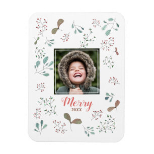 Merry Winter Woodland Christmas Photo Magnet