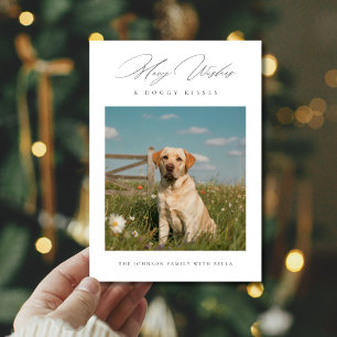 Merry Wishes & Doggy Kisses Modern Pet Photo Holiday Card