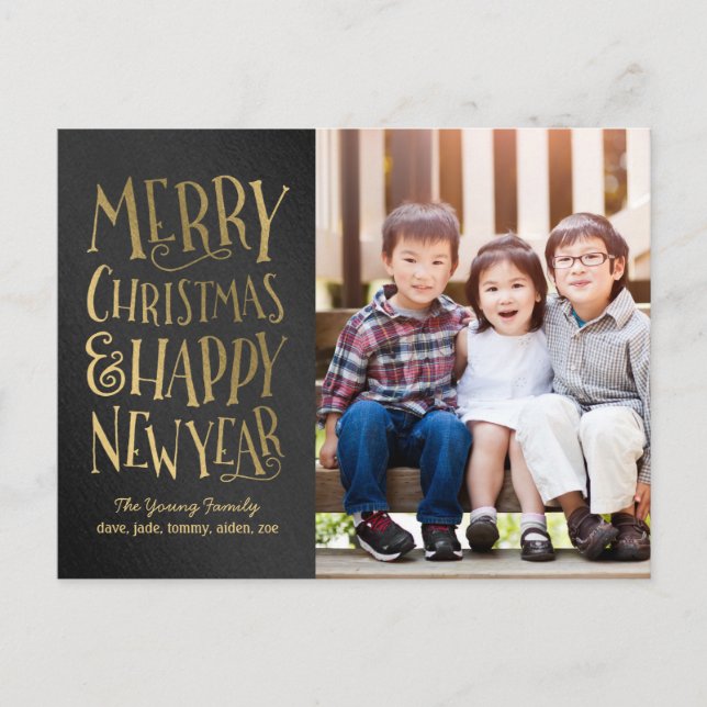 Merry Wishes Editable Color Holiday Photo Card (Front)