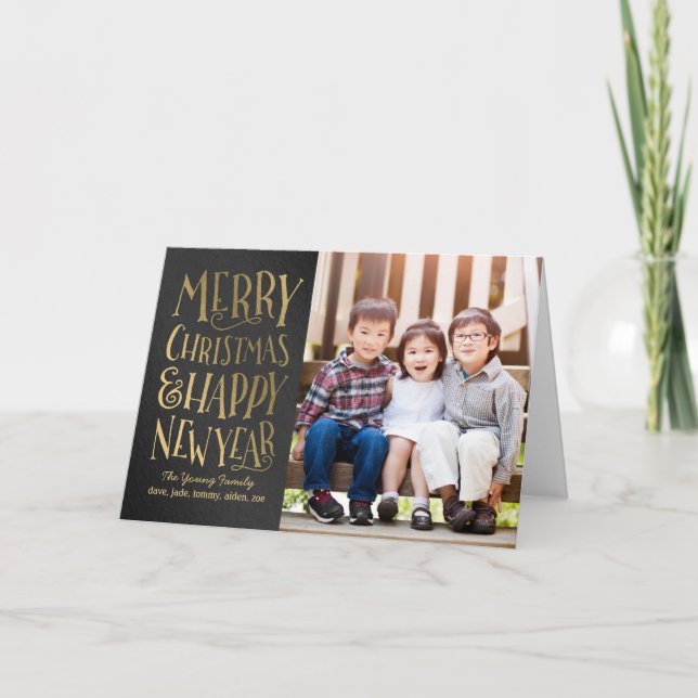 Merry Wishes Editable Color Holiday Photo Cards (Front)