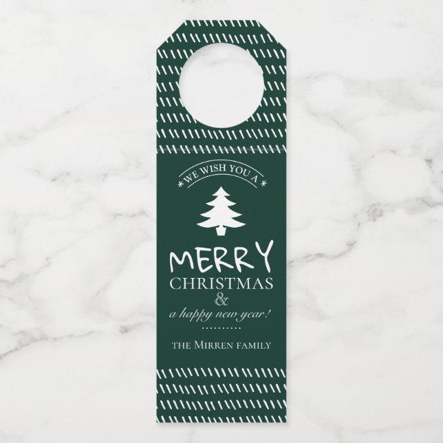 Merry Wishes Personalized Bottle Hanger (Front)