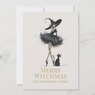 Merry Witchmas Gothic Witch Custom Greeting Card