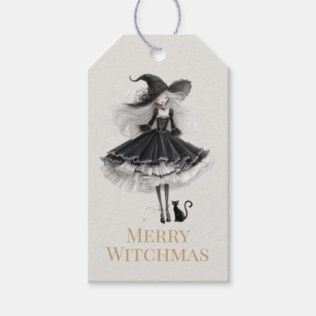 Merry Witchmas – Gothic Witch Gift Tag (Front)