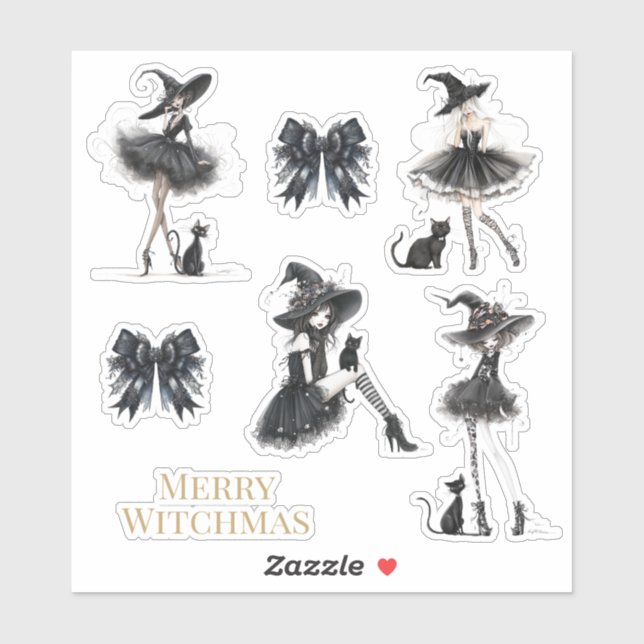 Merry Witchmas Gothic Witch Sticker Pack (Sheet)