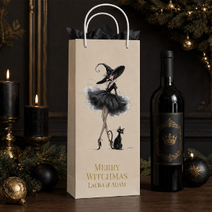 Merry Witchmas Wine Gift Box – Gothic Witch & Cat Bag