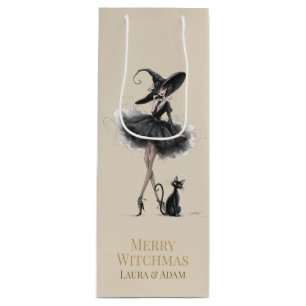 Merry Witchmas Wine Gift Box – Gothic Witch & Cat  Wine Gift Bag