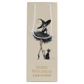 Merry Witchmas Wine Gift Box – Gothic Witch & Cat  Wine Gift Bag
