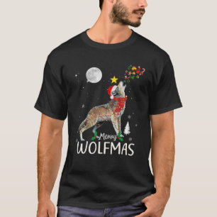 Merry Wolfmas Christmas Funny Wolf Santa Hat Wolve T-Shirt