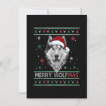 Merry Wolfmas Merry Christmas Wolf Ugly Sweater Fu Invitation