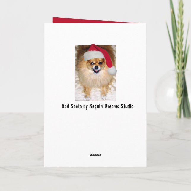 "Merry Woofing Christmas" Pomeranian Santa Card (Back)