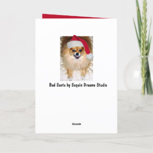 "Merry Woofing Christmas" Pomeranian Santa Card