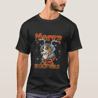 Merry Woofmas Australian Shepherd Reindeer Dog Chr T-Shirt