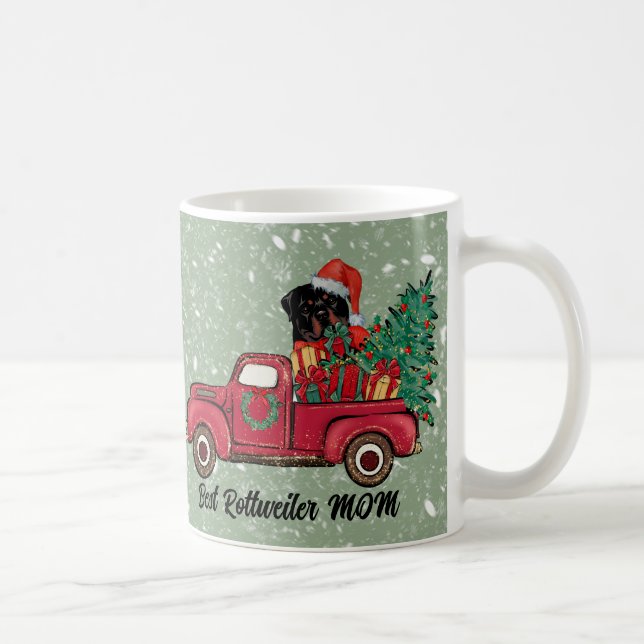 Merry Woofmas! Best Rottweiler Mom Personalized Coffee Mug (Right)