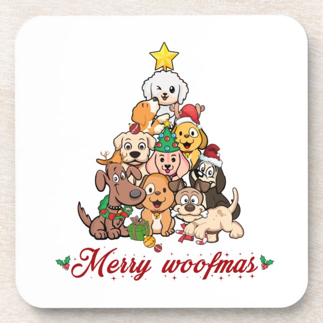 Merry woofmas beverage coaster (Front)