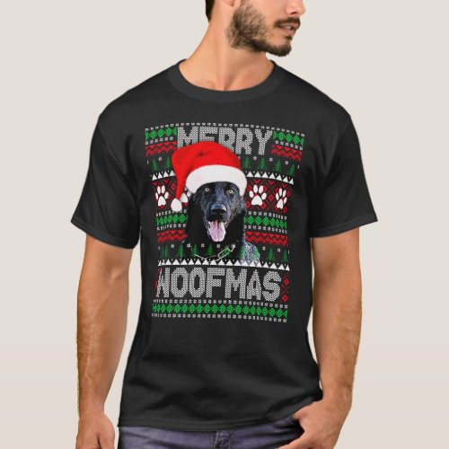Merry Woofmas Black German Shepherd Christmas gift T_Shirt