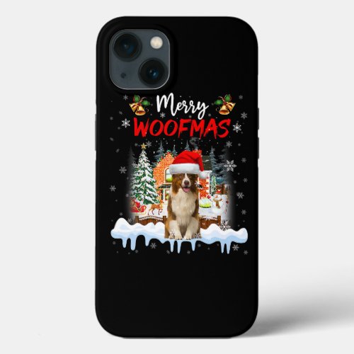 Merry Woofmas Border Collie Christmas Tree Dog Lov iPhone 13 Case
