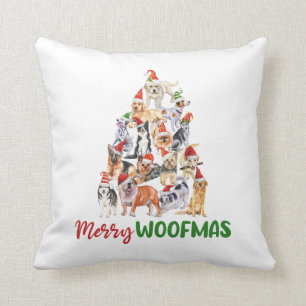 Merry Woofmas Christmas Dog Lovers Gift Throw Pillow