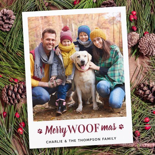 Merry WOOFmas Christmas From The Dog Pet Photo  Holiday Postcard