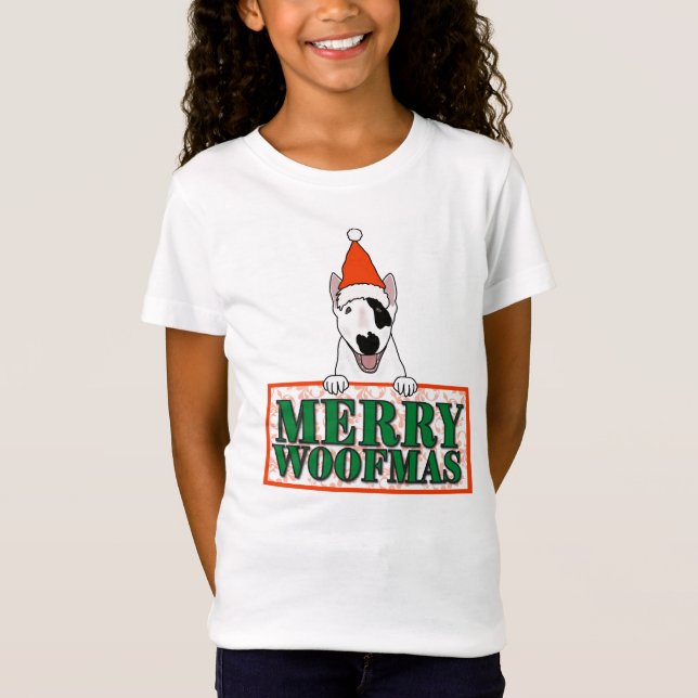 Merry Woofmas! Christmas greetings from a cute dog T-Shirt (Front)