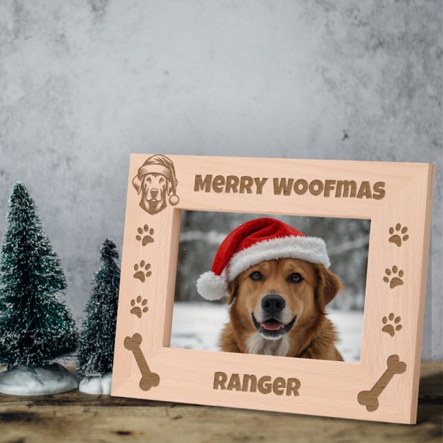 Merry Woofmas Christmas Santa Dog Custom Name Engraved Frames (Creator Uploaded)
