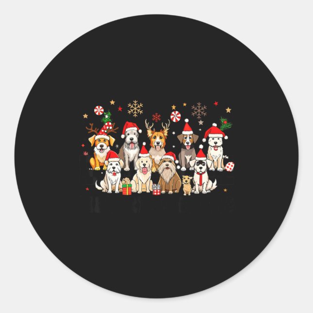 Merry Woofmas Cute Christmas Dogs Merry Christmas  Classic Round Sticker (Front)